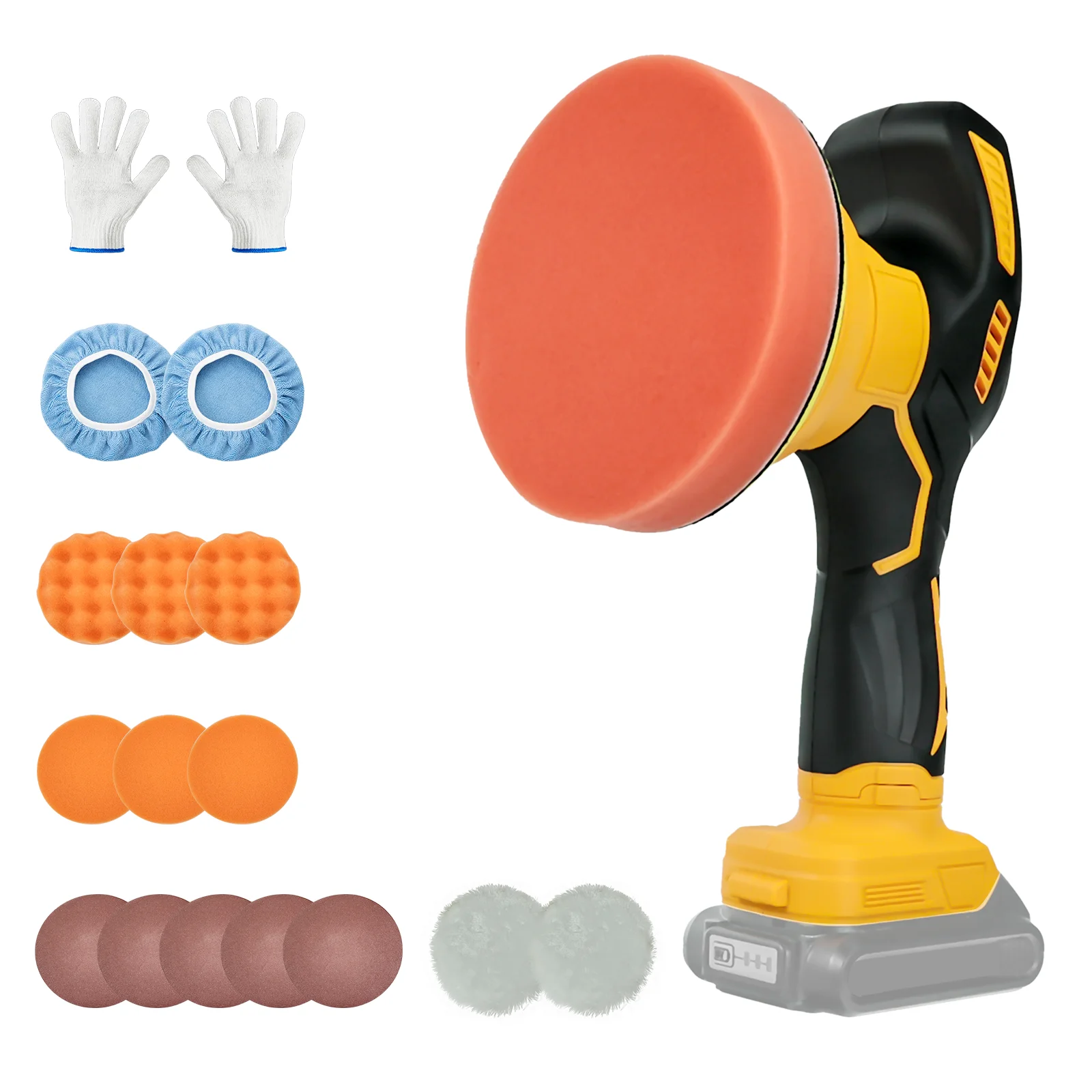 Cordless Car Buffer Polisher 5000RPM Random Orbital Polisher 8 Variable Speed Car Detailing Waxing For Dewalt 20V Battery Pin
