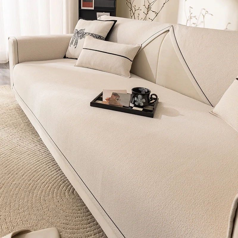 Sofa Cushion Four Seasons Universal Nordic Simple Pastoral Style Non-Slip Cushion Plush Sofa Cushion Cover Towel Cover Cloth
