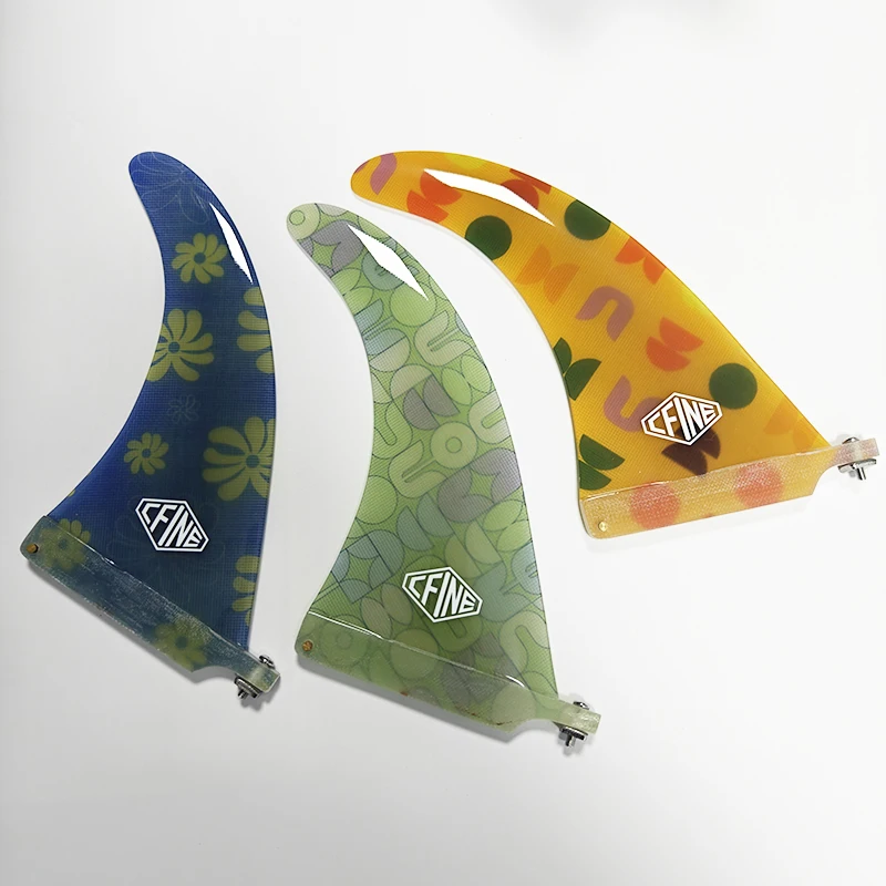 CFINE Sea Sports Surfboards Fiberglass Tail Fin 6.5/7.5/8/9/10/10.5 inch Single Patterned Pattern Fiberglass Rudder Shark Fin