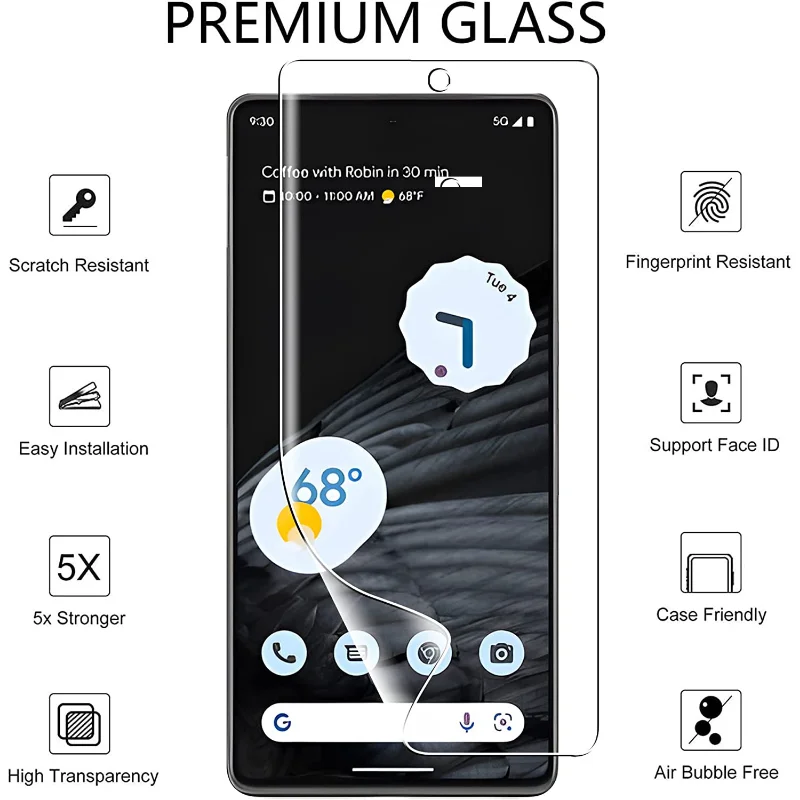 Filme Gel Anti Risco para Google Pixel 7 7 Pro, Protetor de Tela HD, Filme de Lente de Câmera