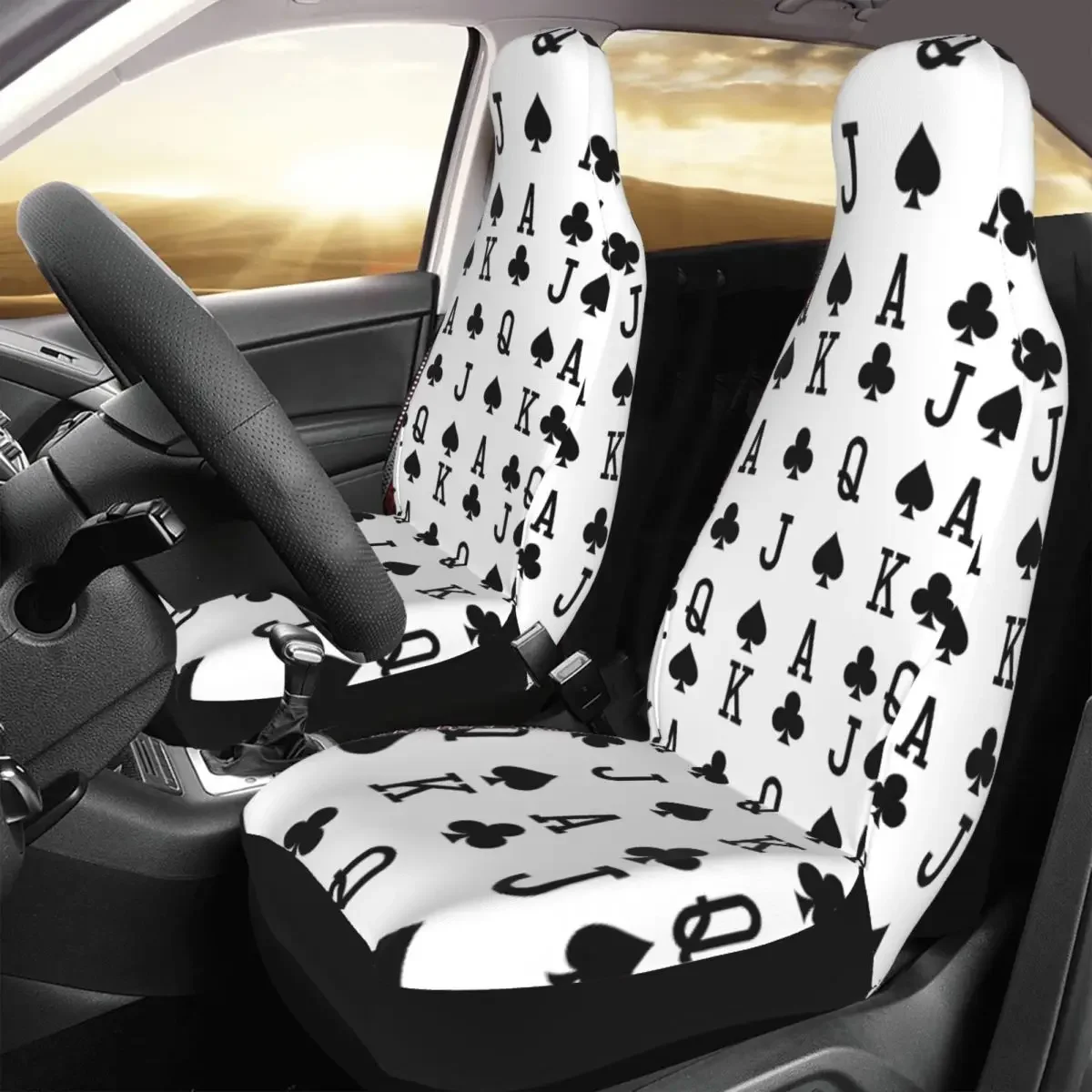 Ace King Queen Jack Spades&Clubs Car Seat Cover Custom Printing Universal Front Protector Accessories Cushion Set