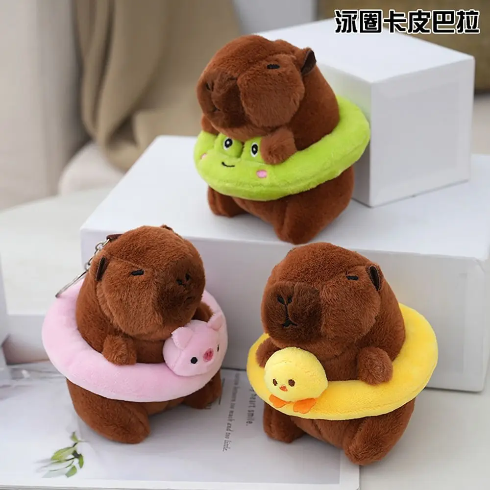 Swimming Ring Capybara Plush Capybara Keychain Stuffed Animals Cute Toy Fluffty Animal Doll Capybara Bag Pendant