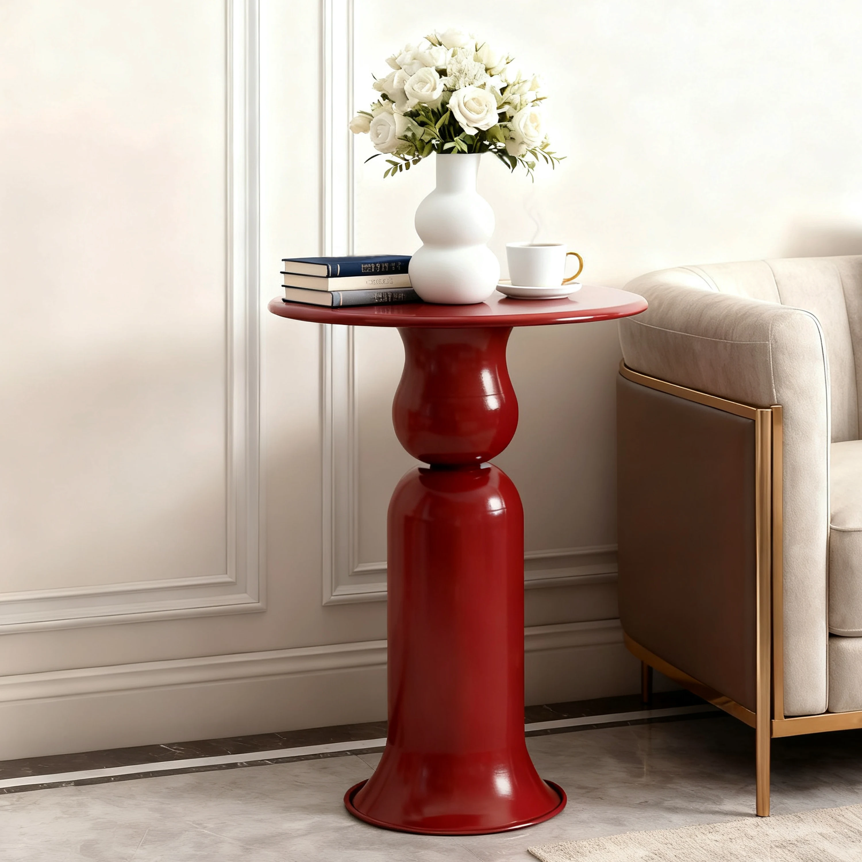 

Modern Minimalist Side Table, Living Room Sofa Coffee Table, Bedroom Round Shelf, Aesthetic Home Decor for Space