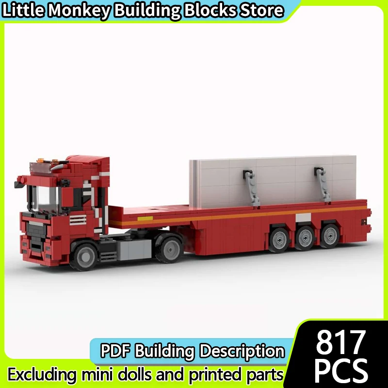 

City Car Model MOC Building Bricks Truck With Flatbed Semi-Trailer Modular Technology Children Holiday Gifts Assemble Toys Suit