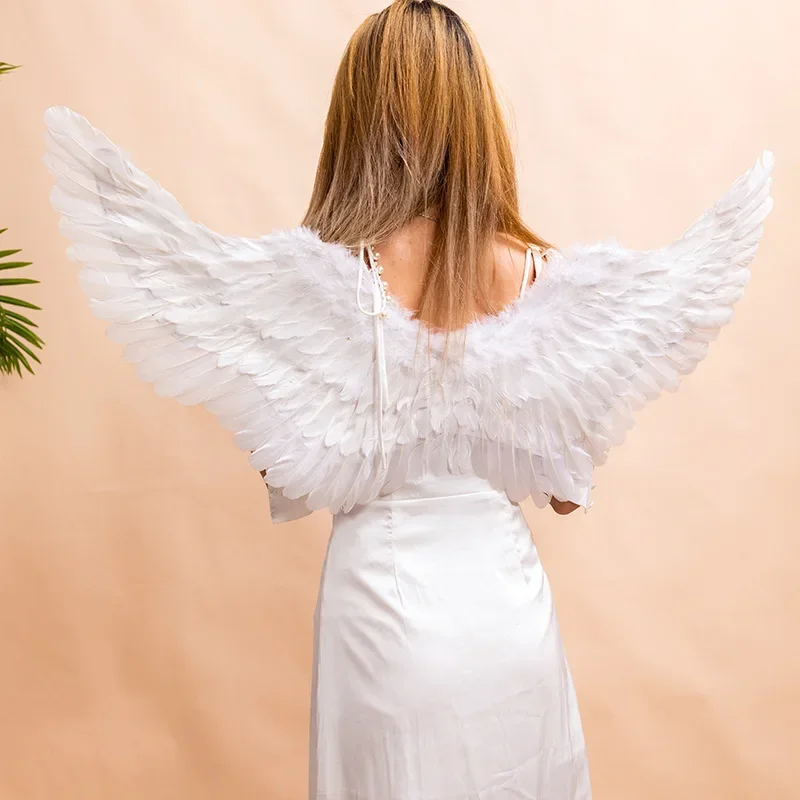 Fashion White Feather Angel Wings Ball Carnival Halloween Cosplay Costumes Stage Performance Christmas Holiday Dress HS5533