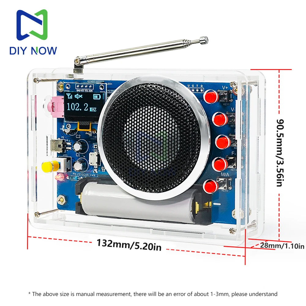 RDA5807 Radio DIY Kit OLED Display FM 87-108MHZ Radio Module Electronic Welding Assembly with Automatic Search/storage Function