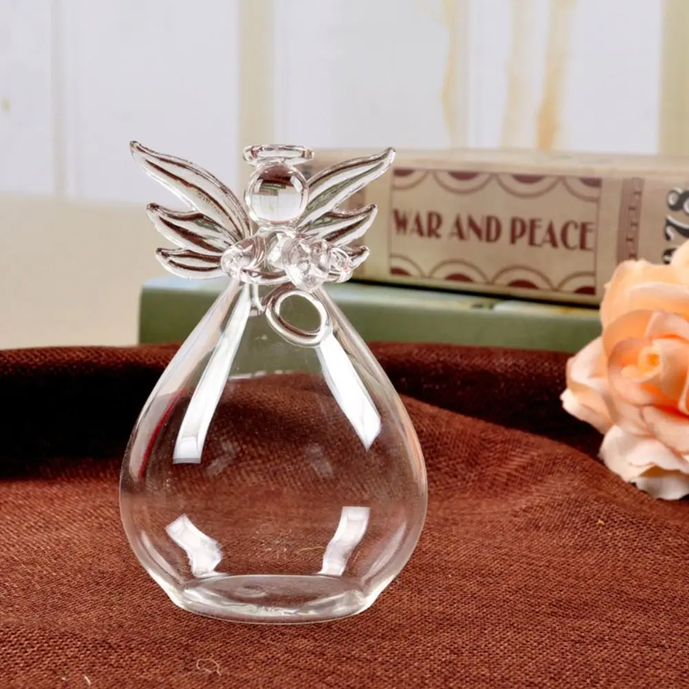 Cute Glass Angel Shape Flower Plant Hanging Vase, Home and Office Decor