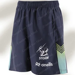 2024 New Arrival Summer NRL Melbourne Storm Home Playing Shorts Oversized Cartoon Tops Kids/Adults Athletic Shorts Jersey