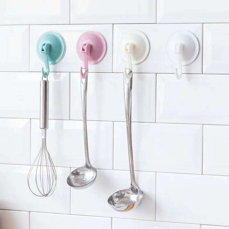 Vacuum Suction Cup Hooks Bathroom Kitchen No Punch No Trace Plastic Hooks