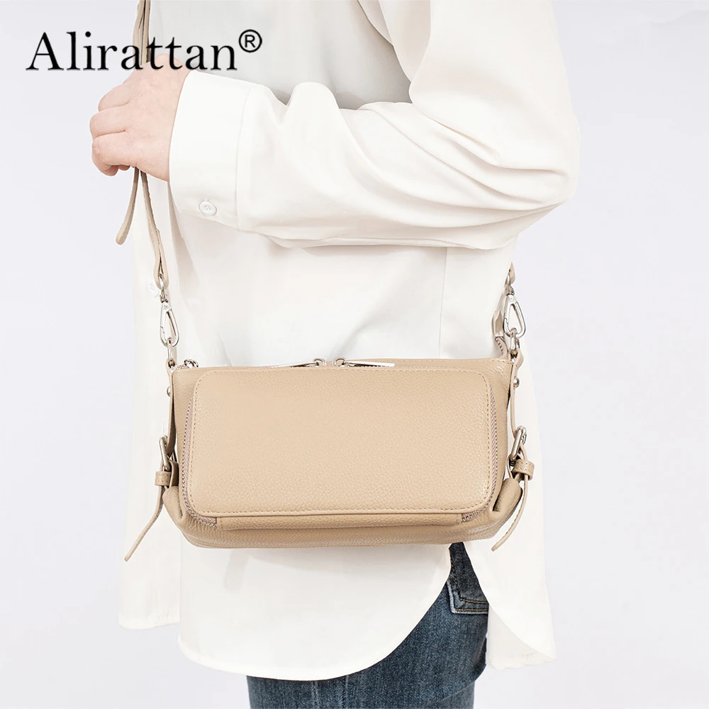 Alirattan 2025 New Leather Crossbody Bag for Women With Large Capacity Double Shoulder Strap For Women With Single Shoulder Bag