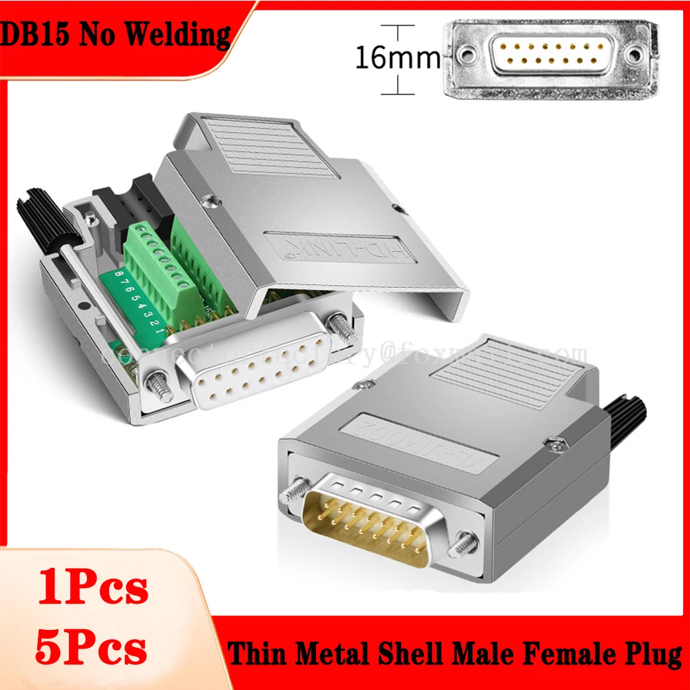 

DB15 Solderless 15 PIN Solderless Joint Male And Female Plug Serial Port Parallel Port 2 Rows of 15 Pin Hole ,Metal Iron Shell