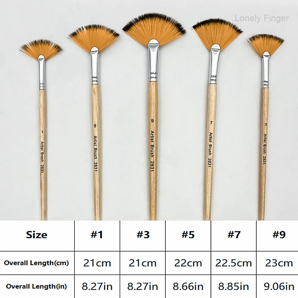 Artist Fan Paint Brush Set,Anti-Shedding Brush Tips, Wooden Handle for Comfortable Holding, Great for Acrylic Oil Paintin