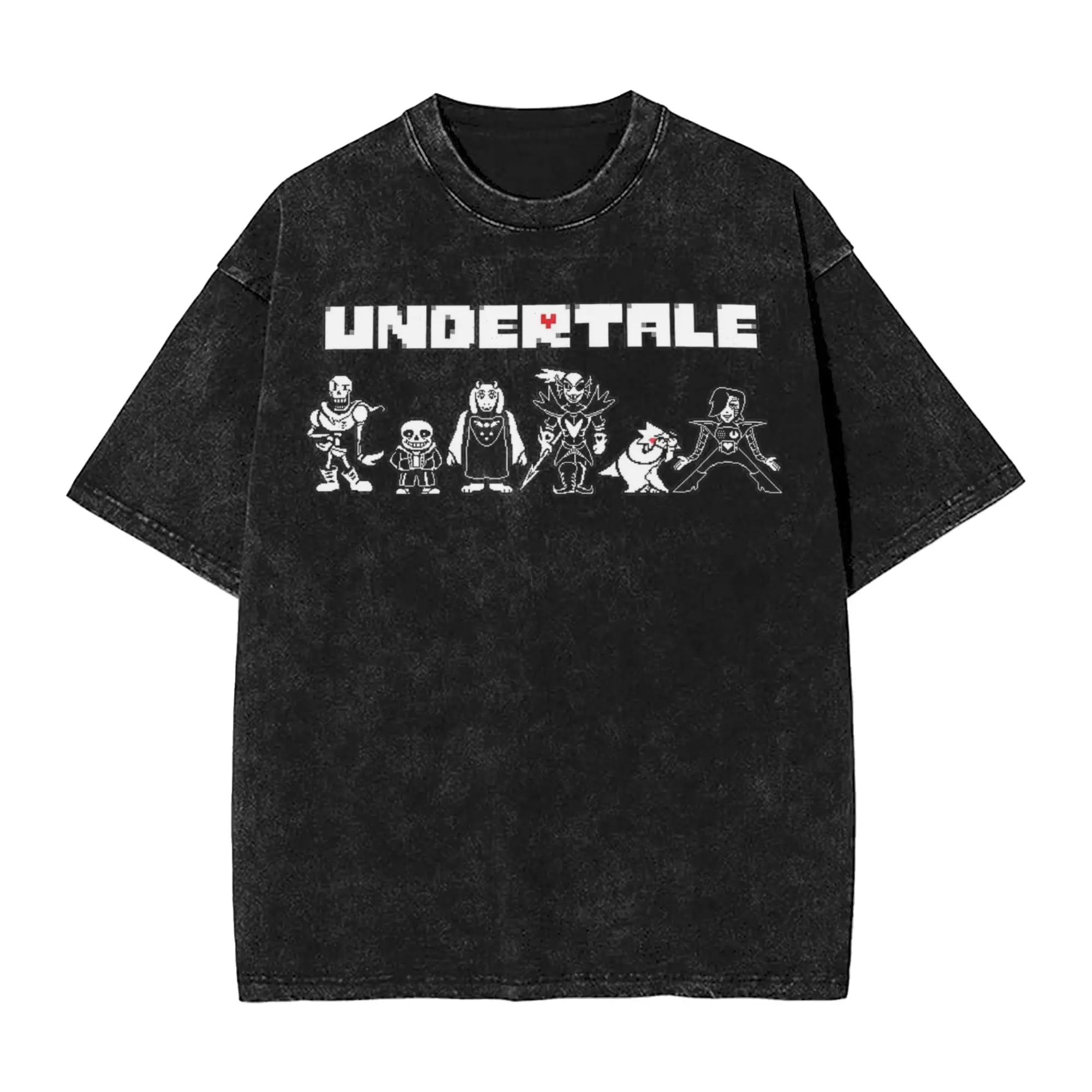 Undertale Cast T Shirts Hip Hop Washed Short Sleeve Harajuku T-Shirts  Vintage for Men Women Tops Streetwear Summer Tee Shirt