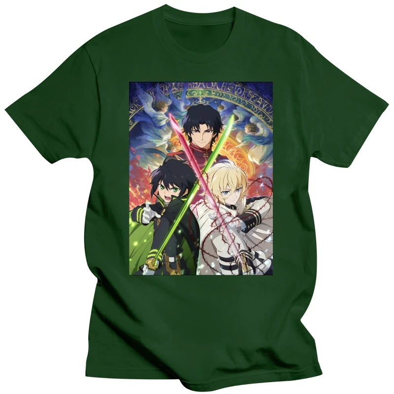 Owari No Seraph Visual Homme Cool T-Shirt Seraph Of The End Dark Fantasy Anime Series Tees Pure Cotton Oversized Short Sleeve