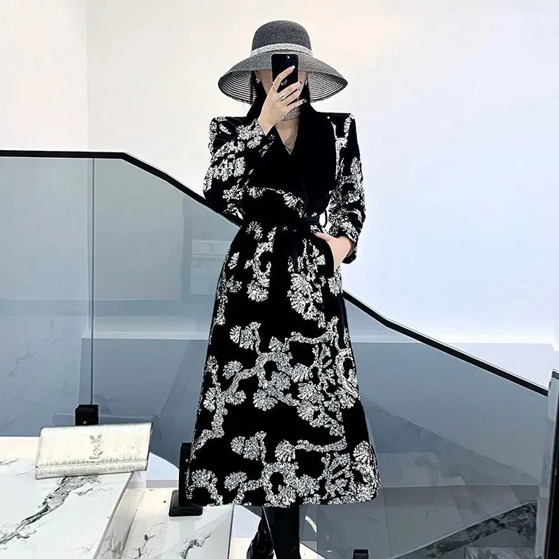 Temperament Women Overcoat 2025 New Fashion Elegant Lapels Women Trench Coat Autumn Winter High-Quality Women's Trench Coat H657