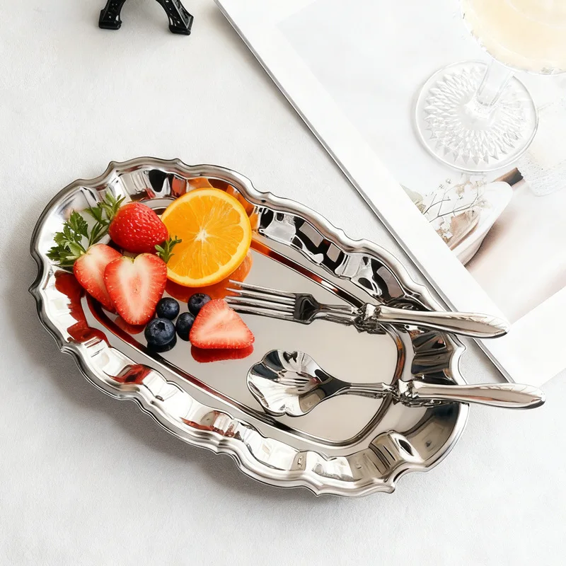 

Французская средневековая тарелка из нержавеющей стали для ужина, десертов, фруктов, димсамов, а также для хранения украшений.