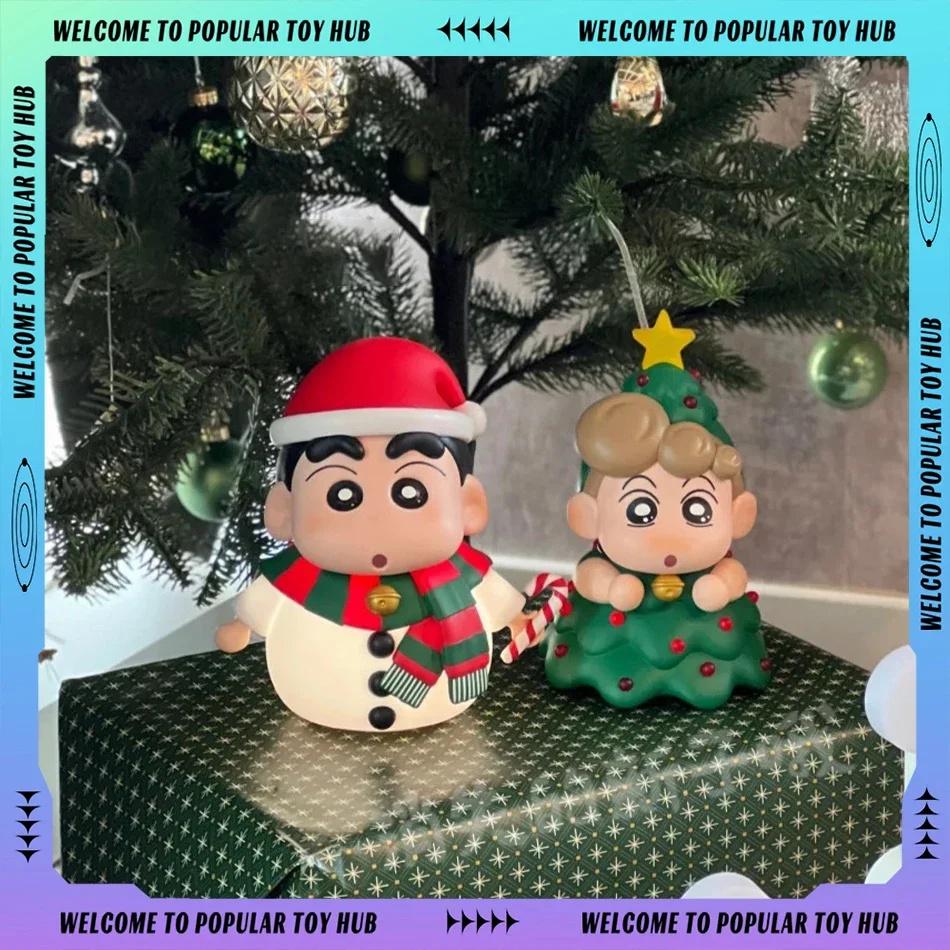 Crayon Shin Chan Figure Cos Snowman Christmas Tree Shin Chan Figurine Anime Figure Desktop Ornament Glow Custom Christmas Gifts