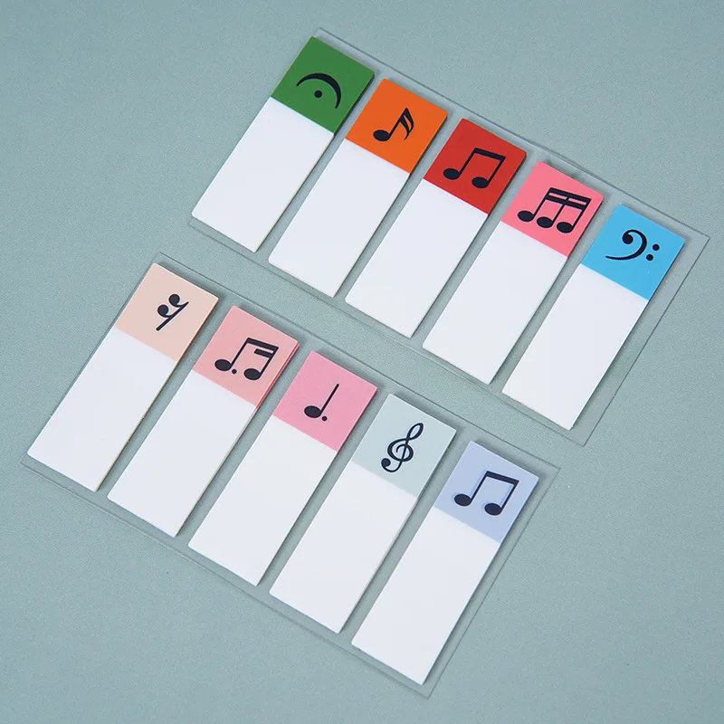 100 Pcs Color Stickers Notes Transparent Musical Note Self-Adhesive Index Tabs Sticky Note Stationery School Office Supplies