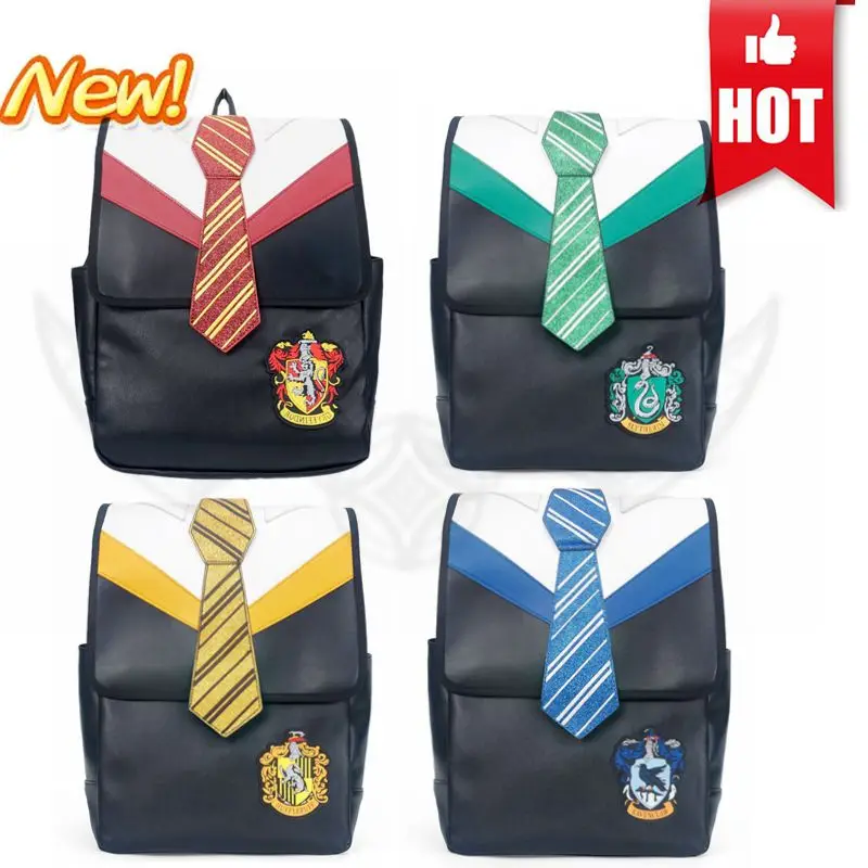 NEW Gryffindor Harryy Potter Tie Backpack Teen School Bag Hermione Men's and Women's PU Leather Casual Backpack Travel Bag Gift