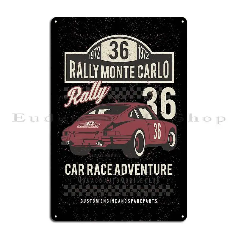 Monte Carlo Rally 1972 Metal Signs Club Pub Retro Personalized Wall Mural Tin Sign Poster