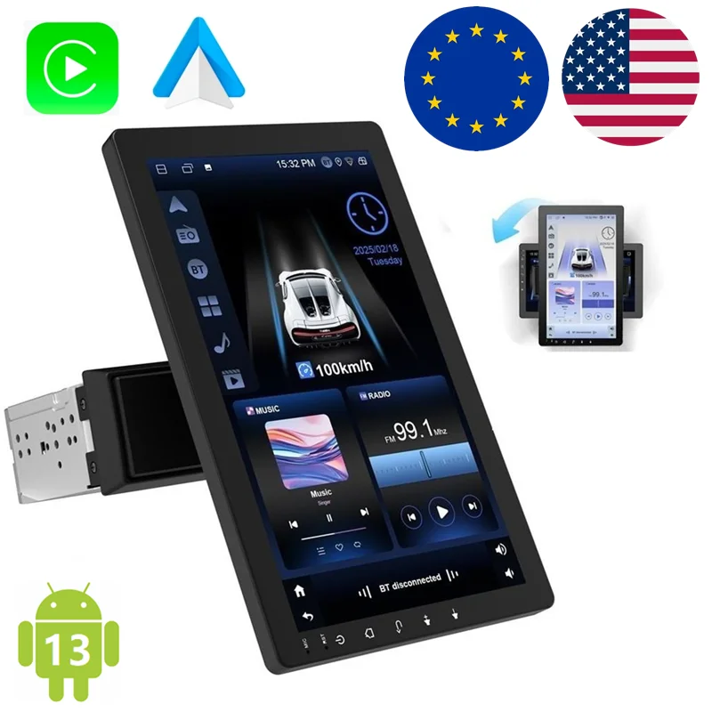 10.1 بوصة للتدوير 1Din سيارة ستيريو لمس العالمي راديو السيارة مشغل وسائط متعددة اللاسلكية Carplay أندرويد السيارات لتحديد المواقع BT FM AM