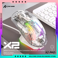 Attack Shark X2 Pro Tri-Mode Magnetic Charging Mouse RGB Lights Transparent Battery Indicator Gaming Mouse Wireless Bluetooth