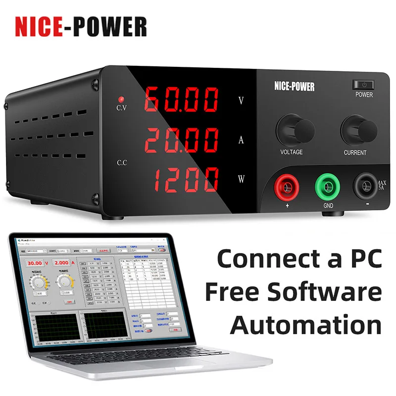 Fonte de Alimentação de Laboratório Programada de Alta Tensão Fonte de Tensão Constante Rs232 200v 100v 60v 30v 15v Nice-power
