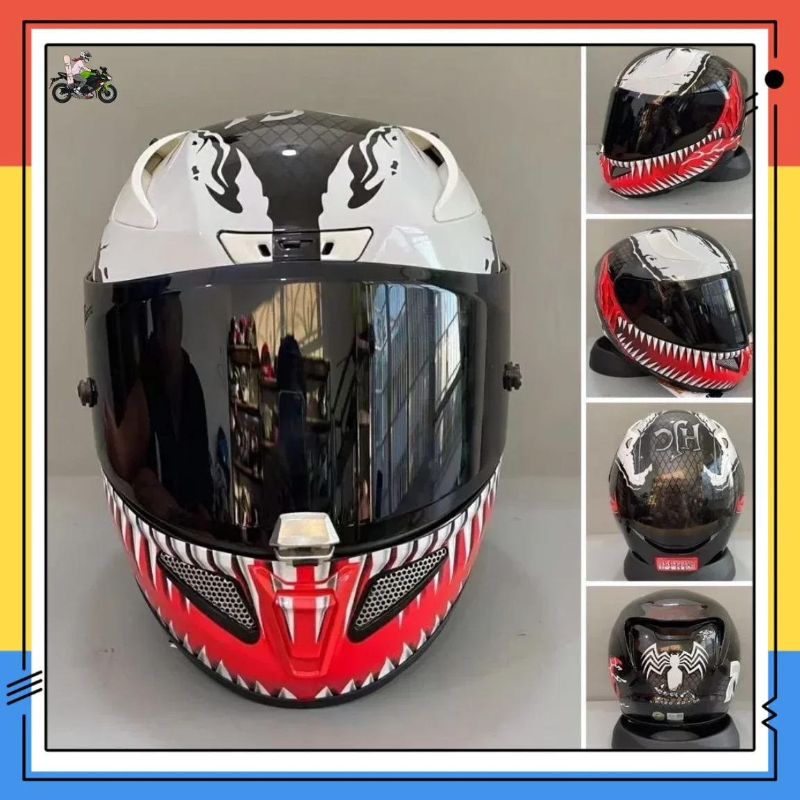 Top Version of HJC Venom Lion Motorcycle Racing Competition Protection Four Seasons Helmet Ultra Light Motocross Casco Moto DOT