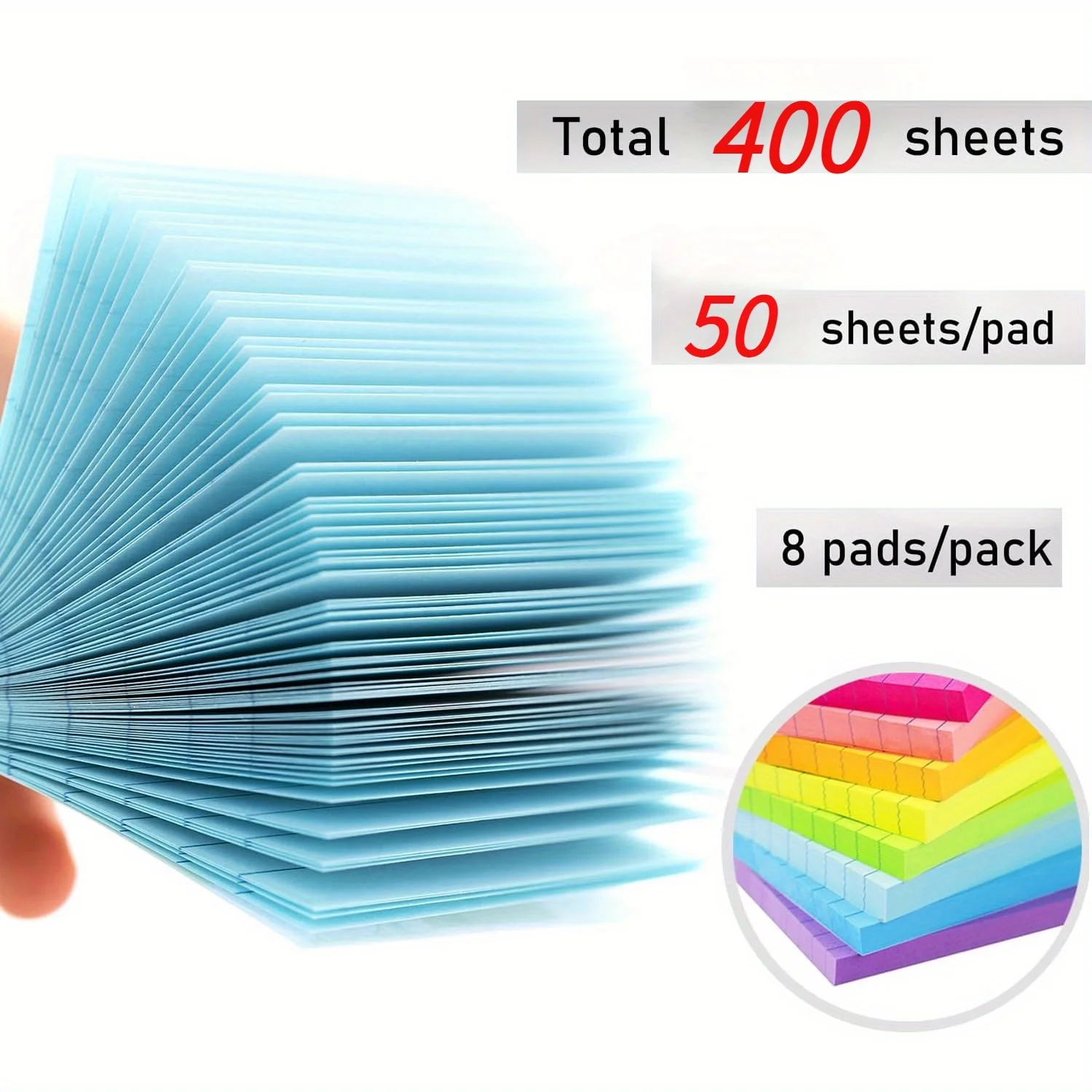 8 Pcs Lined Sticky Notes 3x3 in Bright Ruled Post Stickies Colorful Super Sticking Power Memo Pads,50 Sheets/pad