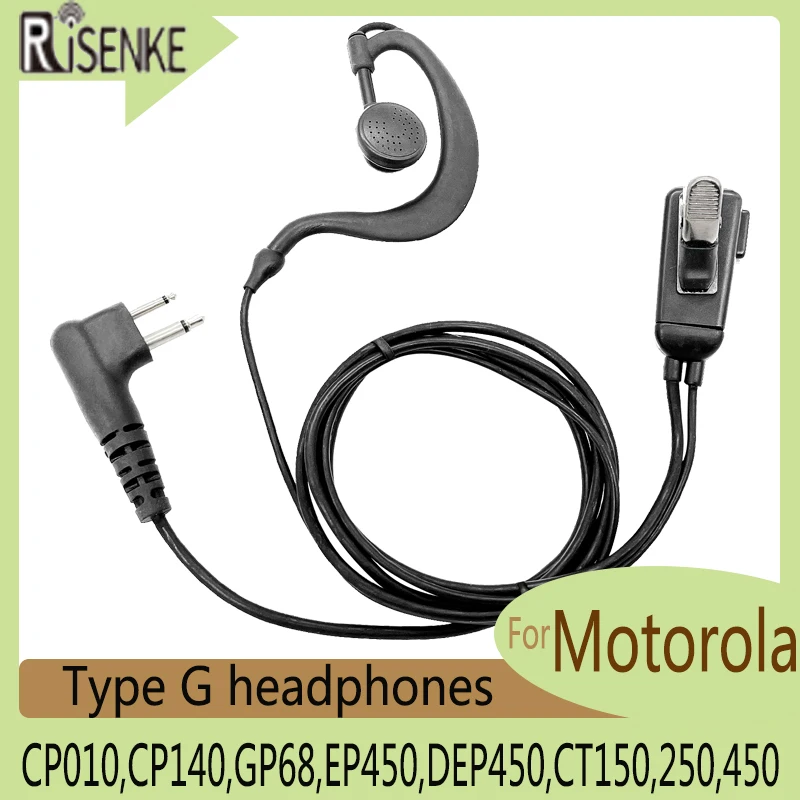 RISENKE-Walkie Talkie Earpiece, Type G Headphones, Headset with Mic PTT,for Motorola CP010,CP140,GP68,EP450,DEP450,CT150,250,450