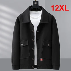 Cappotto di lana nera da uomo Plus Size 10XL 12XL giacche di lana cappotti autunno inverno giacca con bottoni capispalla maschile taglia grande 12XL