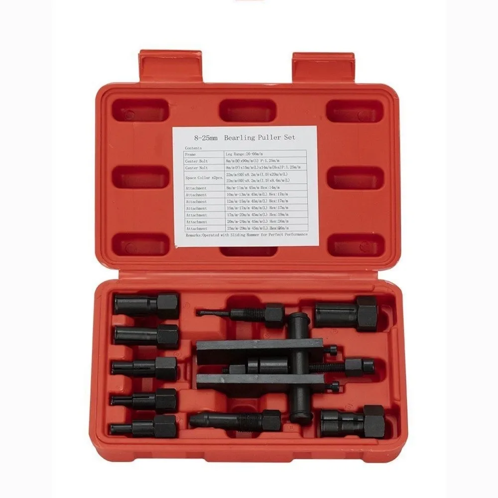 10PCS 8-25mm Internal Bearing Puller Set Metal Storage Case Included Wheel Bearing Remover Collet Structure Universal