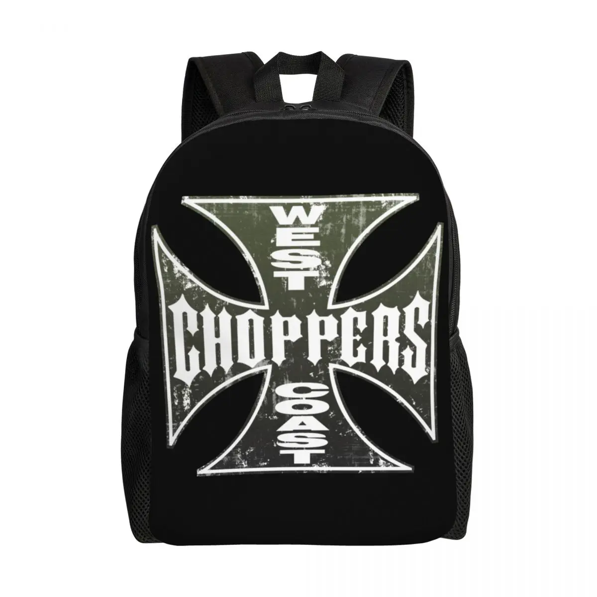 West Coast Iron Cross Choppers Travel Backpack Women Men School Laptop Bookbag College Student Daypack Bags