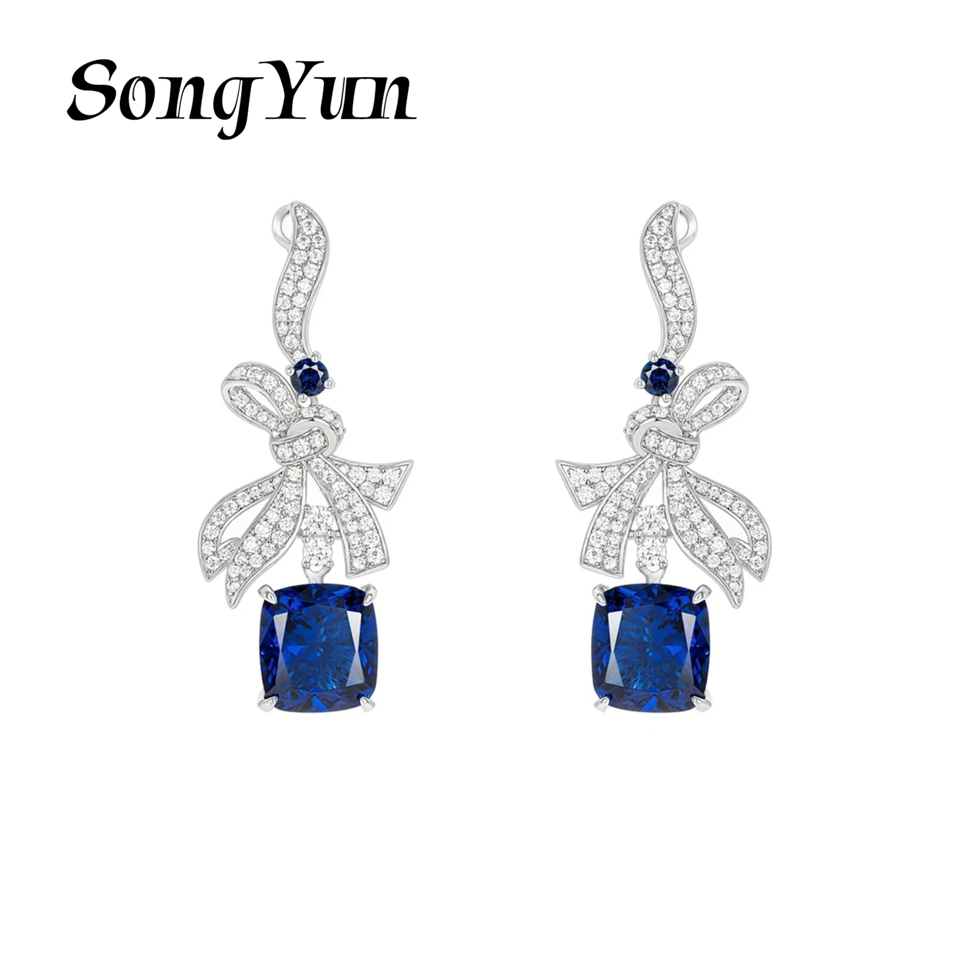 SongYun Jewelry 925 Sterling Silver Earring Fine HCD Gemstones High Carbon Gemstones Love 925 Sterling Silver Earring Accessorie