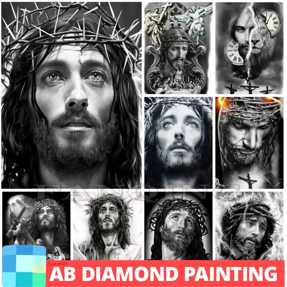 New Arrivals Jesus AB Northern Lights Diamond Painting Religion Portrait Mosaic Embroidery 5D DIY Crafts Set Home Decor