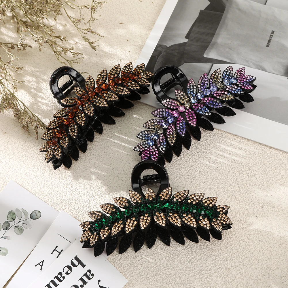 Women Luxury Rhinestone Hair Claws Crab Hairpins Ladies Large Size Ponytail Hair Clips Fashion Hair Accessories free shipping