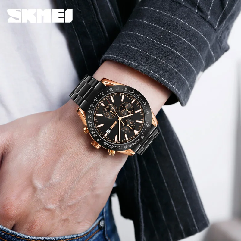 SKMEI Brand Watch Men Full Steel Sports Watches Men\'s Army Military Quartz Wristwatch Chronograph Male Clock Relogio Masculino