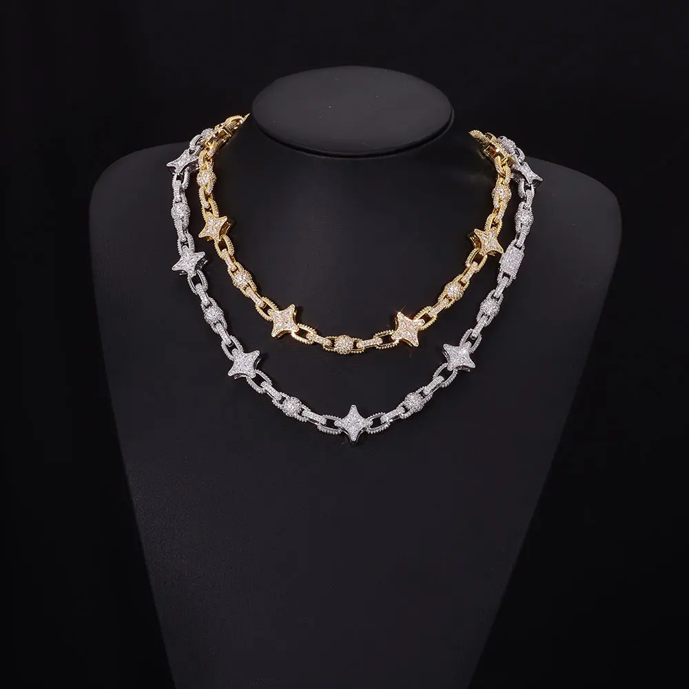 

ESKEEM New Arrivals Full Iced Out Star Link Bead Chain Jewelry Bling Cuban Link Necklace Bracelet Men Women Gift