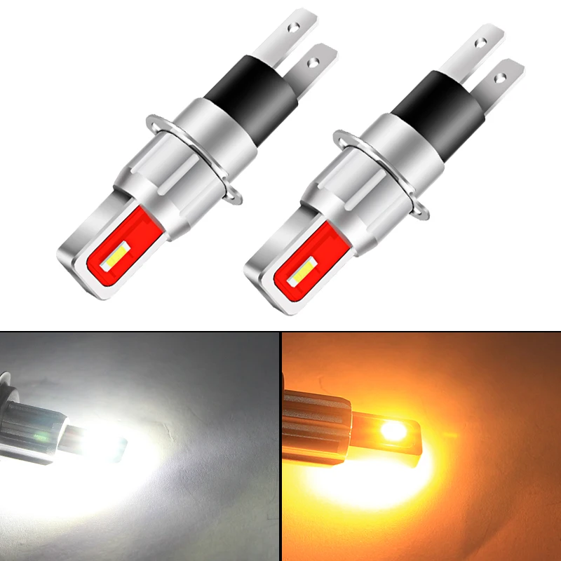 2PCS H3C Day Running Lamp LED Car Fog Bulbs For Toyota Highlander Previa Nissan Frontier Acura TL Lexus LS400 ES250 White Amber
