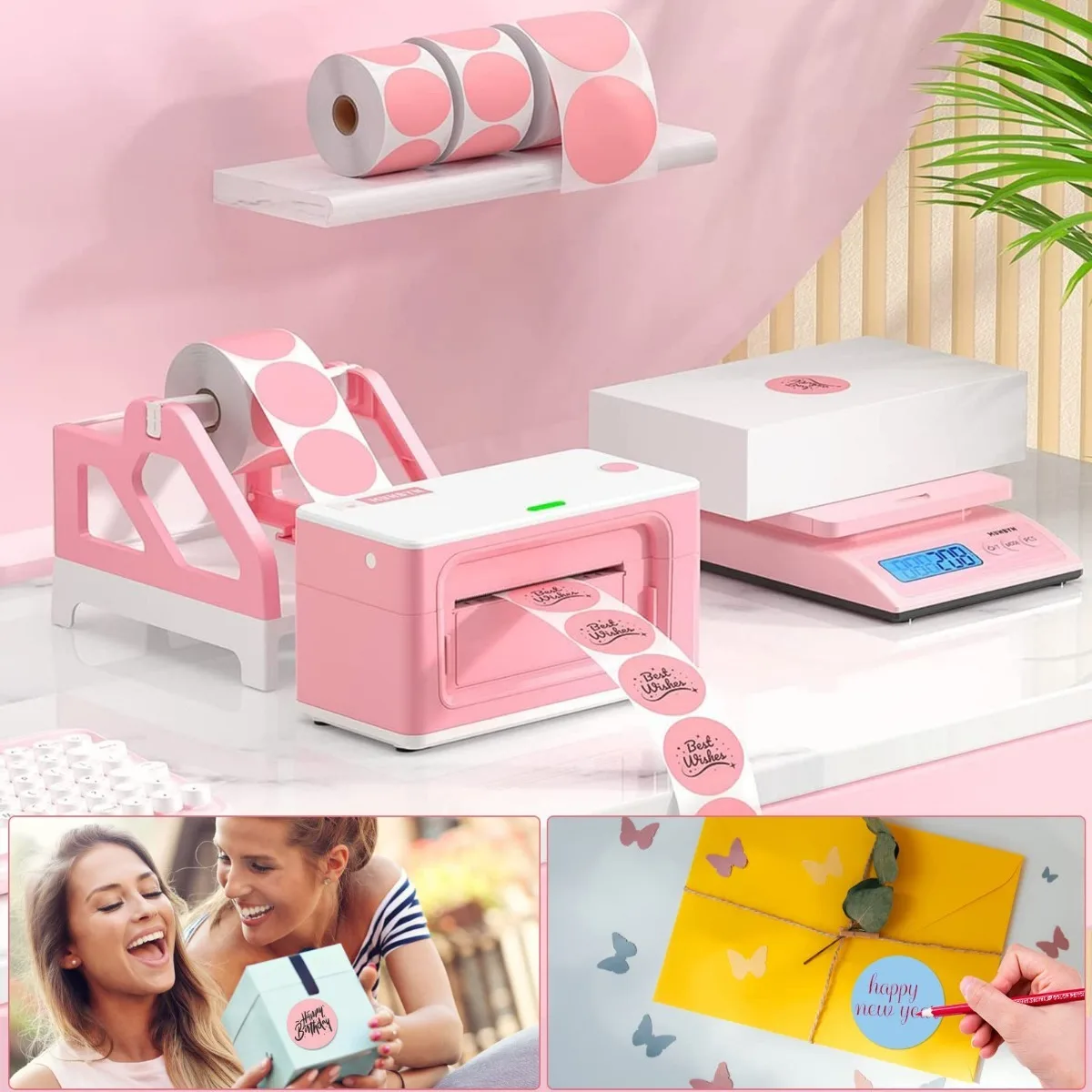 الملصقات الحرارية الدائرية الملونة مناسبة للاستخدام المنزلي والمكتبي، وملصقات العناوين، وبريد الملابس، وما إلى ذلك