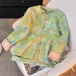 Chinese Style Shirt Women Satin TopNew Chinese Coat Tang Suit Hanfu Spring Autumn Elegant Luxury Thin Blouse Top 2025