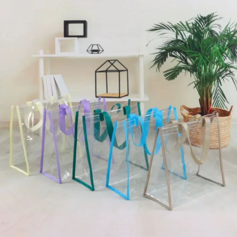 

5PCS Clear PVC Tote Print portable Bag DIY Christmas Beaches Stadiums Wedding Birthday Gifts School Supplies Packaging Pouches