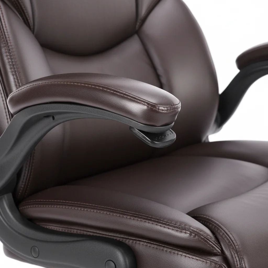 Ergonomic PU Leather Executive Office Chair, Swivel Computer Desk Chair with Lumbar Support Flip-up Arms Dark Brown