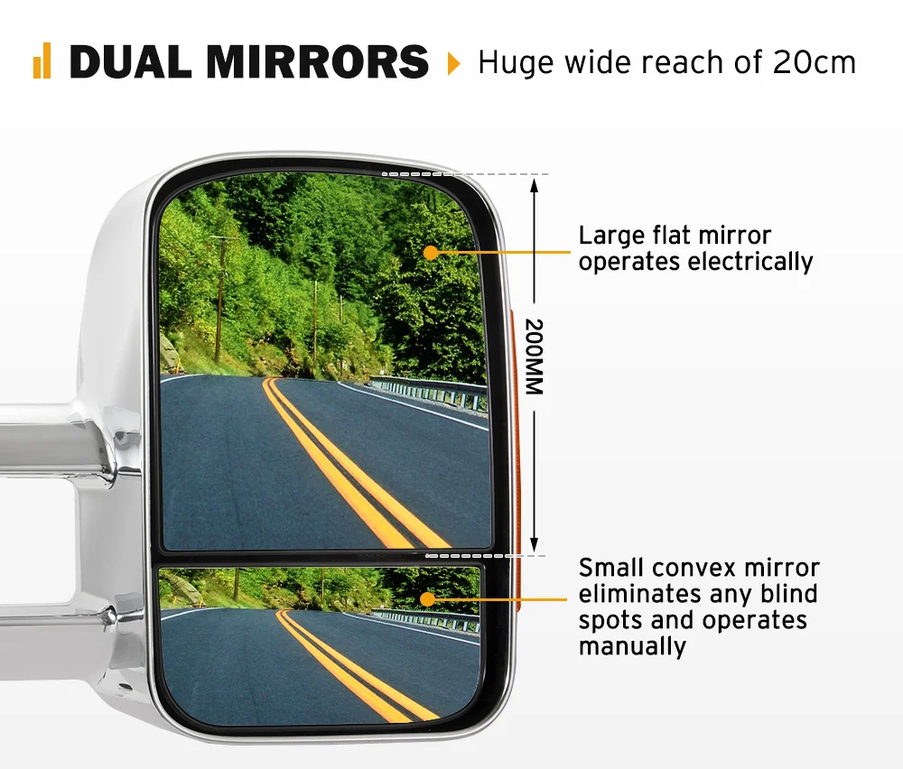 Extendable Side Rearview Towing Mirrors For Nissan Navara D23 NP300 2015+