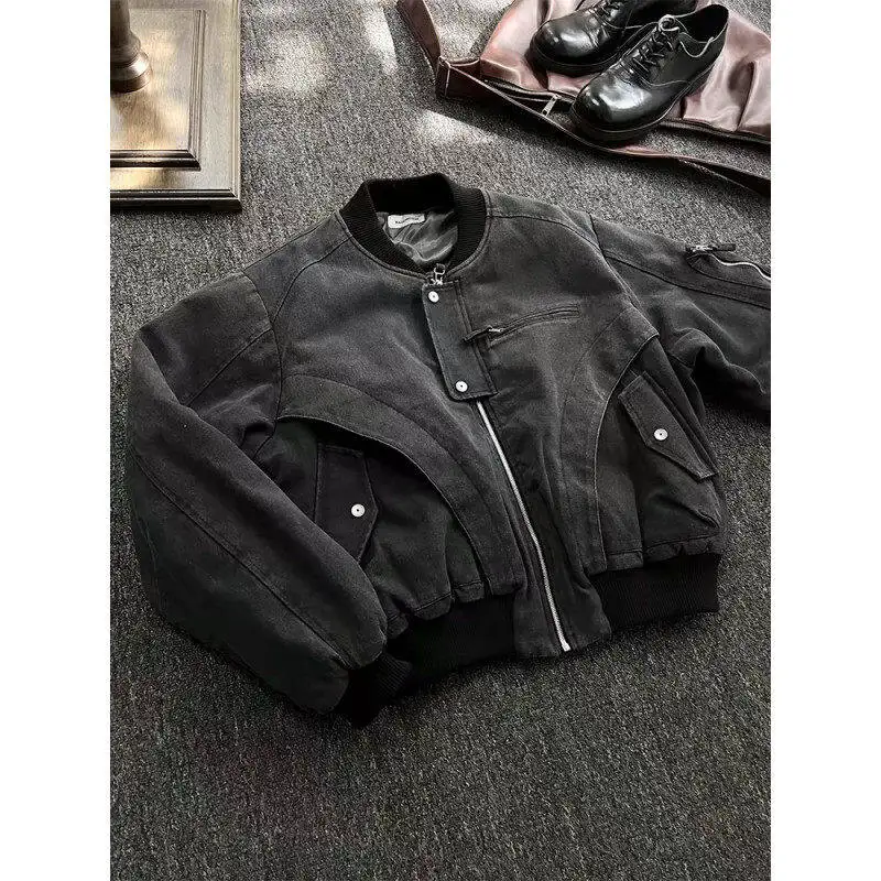 

Taichiism Men's Waed Canvas Jaet ort Bomber Pilot Workwear Spring Autumn Faionable Polyester Cotton Blend Zipper Closure
