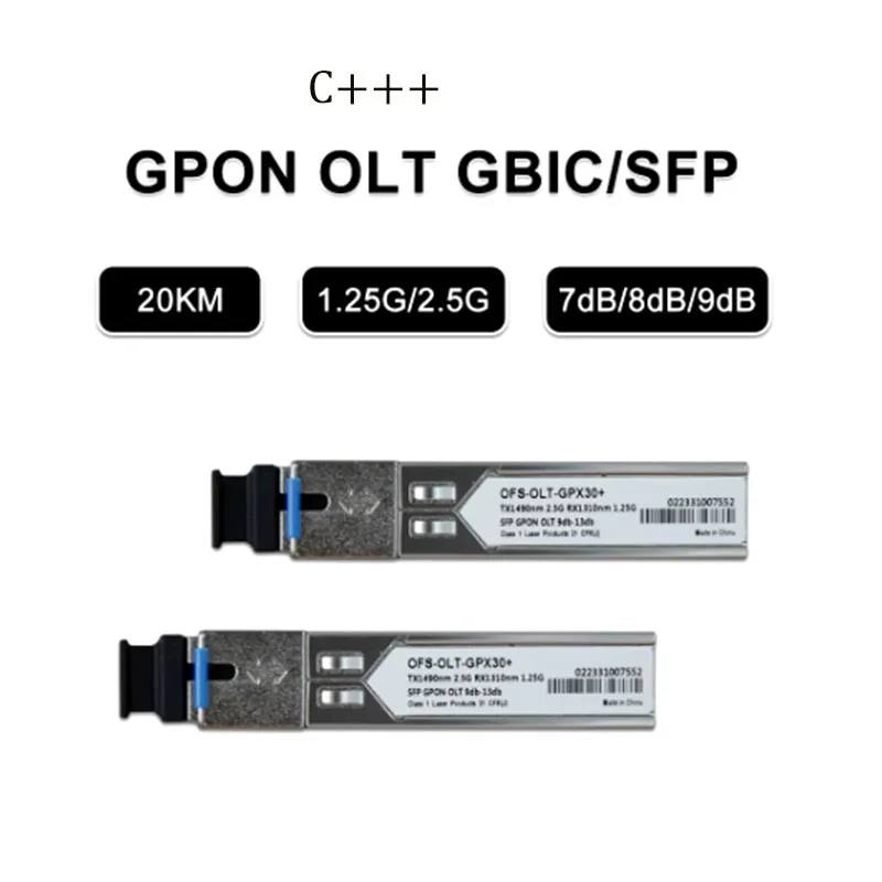 GPON OLT C+++ 7dB 8dB 9dB 1.25G/2.5G SC GPON OLT C+++ 20km 1490/1310nm Port GPON OLT SFP Fibra Transceiver Module