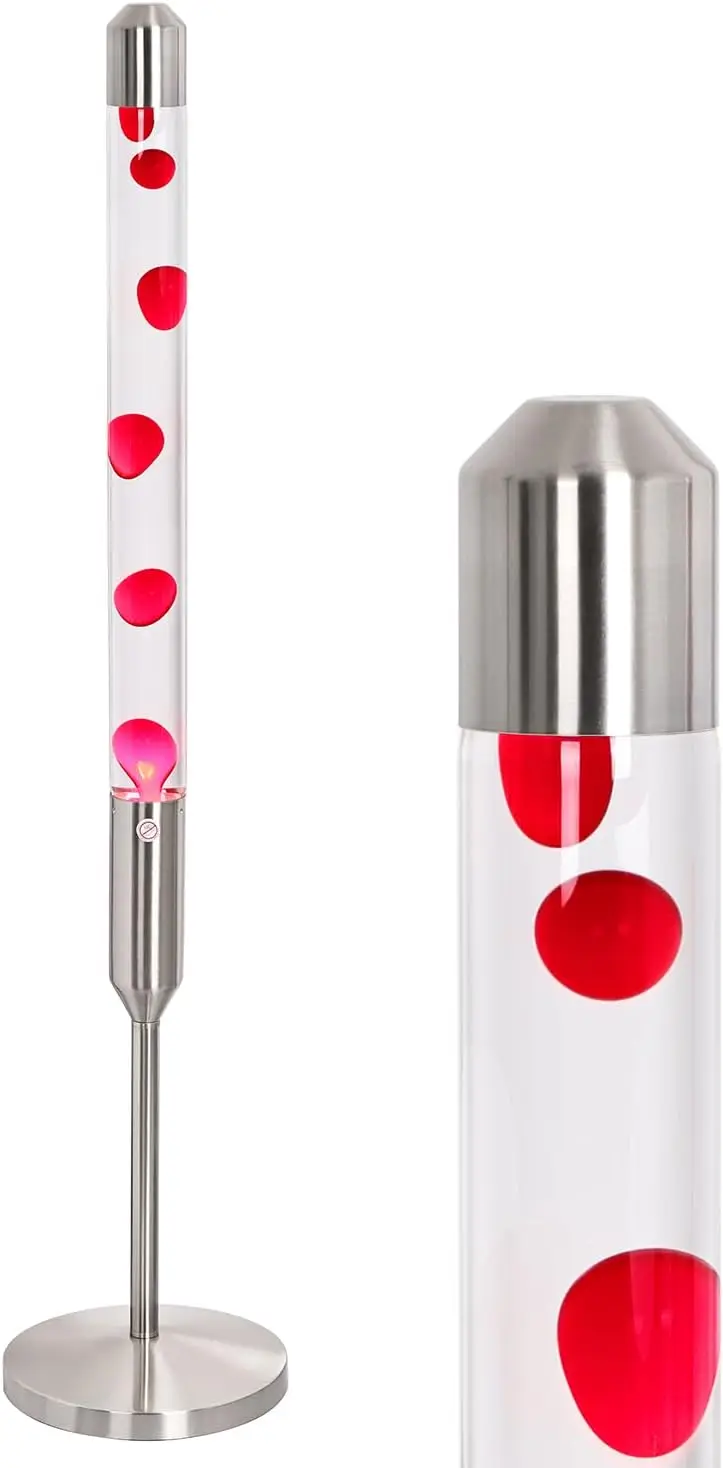 

47.5-Inch Giant Liquid Motion Lamp, Red Wax and Silver Base, for Home Decoration and Relaxation