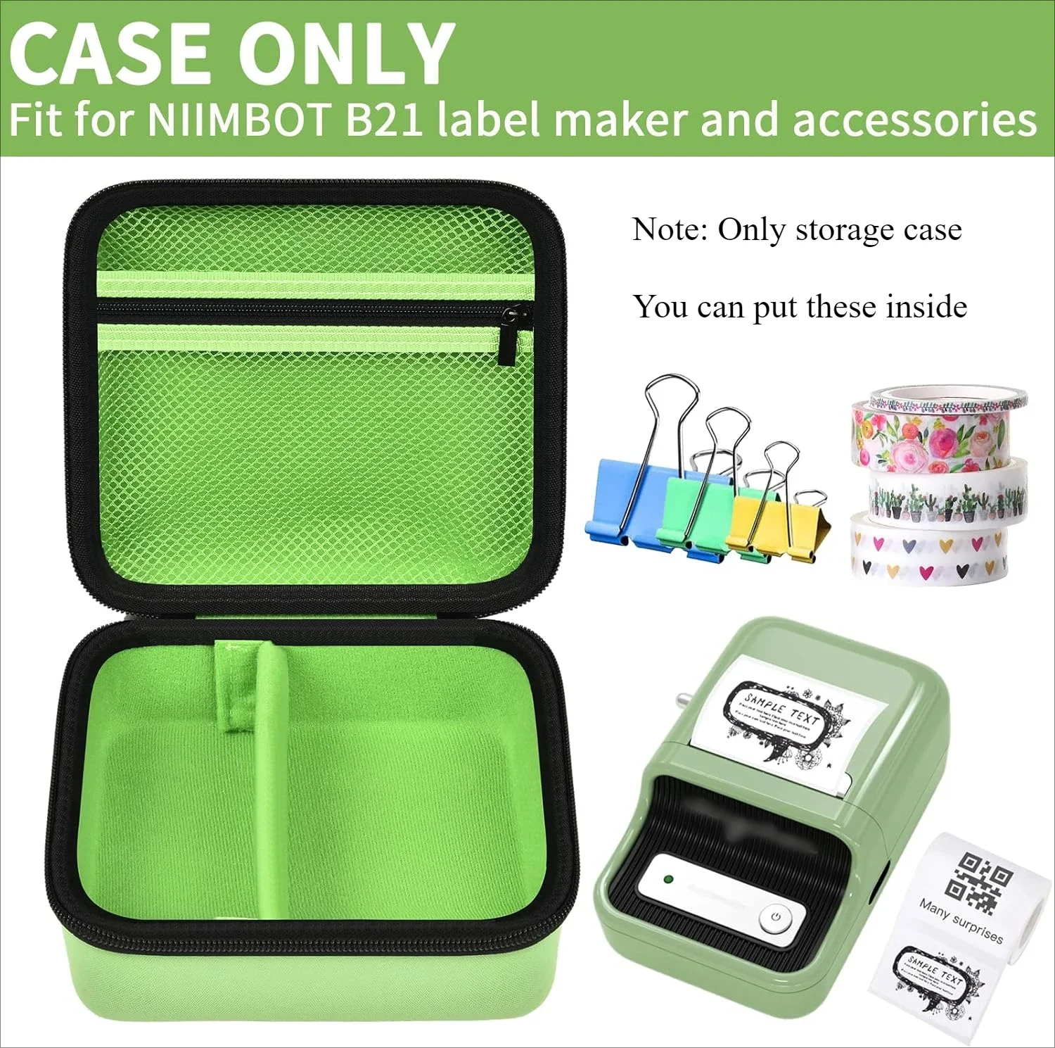 (العلبة فقط) حافظة متوافقة مع طابعة الملصقات الحرارية اللاسلكية NIIMBOT B21، حامل لصانع الملصقات بدون حبر وملصق الملصقات
