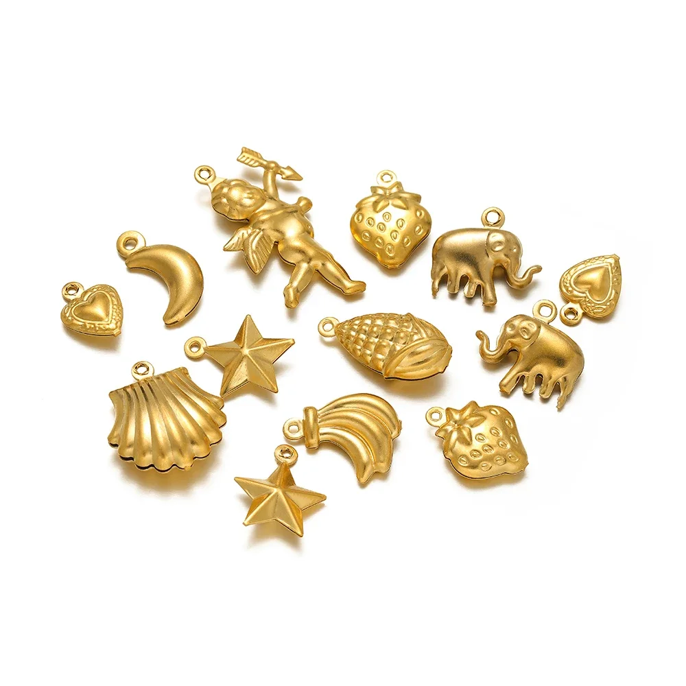20pcs Stainless Steel Hollow Heart Star Angel Charms Pendant DIY Necklace Earrings Making Supplies Exquisite Jewelry Accessories