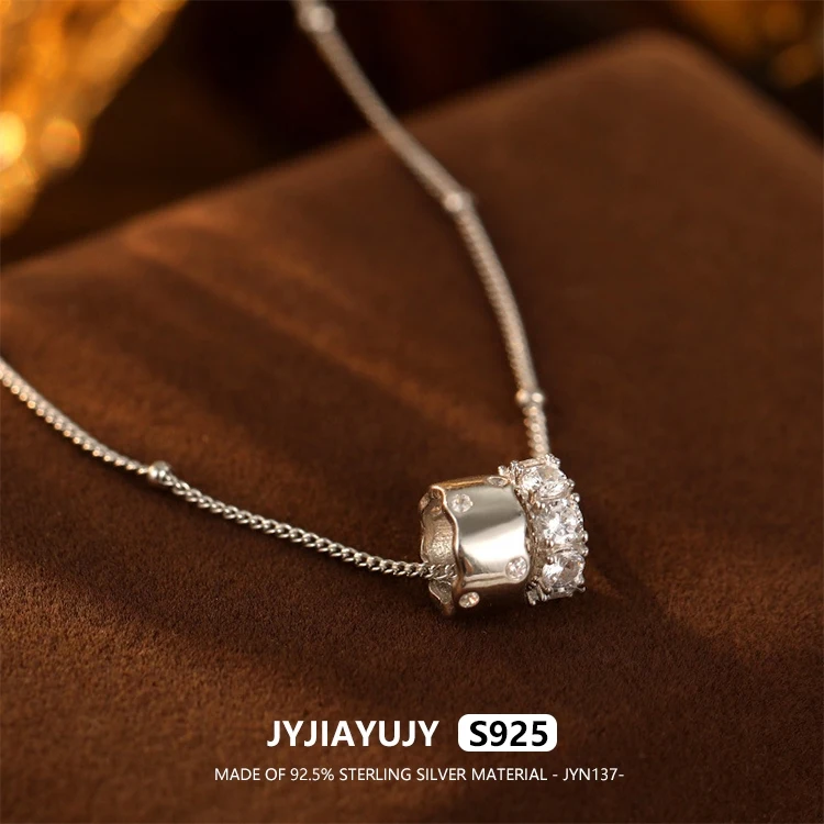

JYJIAYUJY 100% цельное оригинальное стерлинговое серебро S925, 45 см, ожерелье, цепочка с цирконием, круглое кольцо, женское ювелирное изделие, подарок, повседневное использование JYN137